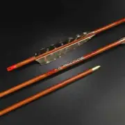 6/12pc 32 Inch Wood Skin Carbon Arrows with 5" Real Feather for Longbow Bow