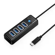 Orico USB-C to 4 Port USB-A 3.0 High Speed Hub - Black [ORICO-PW4U-C3-015-BK-BP]