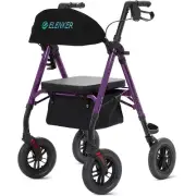 10” Deluxe ELENKER Heavy Duty Rollator Walker Rolling Walking Medical Aid Purple