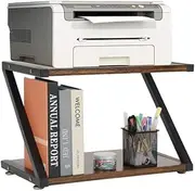 lehom Desktop Printer Stand Holder,Rustic Printer Table with Storage lehom Shelves Fax Shelf File Rack,2-Tier Retro Desktop Desk Storage Shelf Organizer for Fax Machine, Scanner, Books