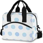 Blue Polka Dot White Insulated Lunch Box Cooler Bag Kids Insulated Lunch Bags, Tote Lunch Bag Men, Cooler Lunch Bag Insulated