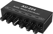 Mini Small Stereo Audio Preamp, Stereo Audio Splitter, Headphone Amplifier, Stereo Audio Splitter, 2 Way Input, 4 Way 3.5mm Output