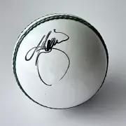 SIGNED DENNIS LILLEE WHITE LEATHER CRICKET BALL