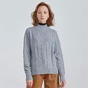 [PURRL] Half Turtleneck Women's New Diamond Twisted Sweater Women's Autumn and Winter Long-Sleeved Loose Knit Bottoming Shirt-Light Gray (Color : White, Size : One Size) Little Surprise