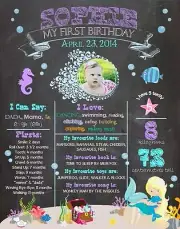 YEAR of 1st Milestone Chalkboard Birthday Print Owl/ Peppa/ Mermaid/ Hootabelle