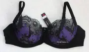 NWT Cosabella QOFHE1191 Queen Of Hearts" Soft Cup Lace Bra Black / Purple Italy