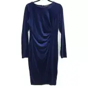 Willow & Wind Dress Women's Size Medium Cross Front Slimming Velvet Blue NWT