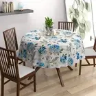 Reusable Printed Round 4 Seat Color Tashi Blue Table Cover 56" Pack Of 1