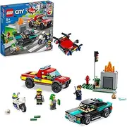 LEGO City Fire Rescue & Police Chase 60319 Kids Building & Construction Toys, Truck, Car and Motorbike Toy