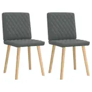 vidaXL Diamond Quilted Pattern Dining Chairs 2 pcs Dark Grey Fabric Wooden Legs 45 x 54 x 86 cm