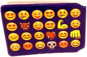 [Honeey] Blue Smiley Faces Credit Card Bus Pass Wallet Slimline Travel Rail Ticket Holder Cover for Oyster Business Zip ID Card - Bifold - Party Bag Gift School Leaver Uni, Multicolor, 1x Wallet, Modern