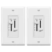 3 Speed Ceiling Fan Control and Dimmer Light Switch, 2.5A Single Pole Light Fan