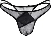 [Generic] Mens Briefs See Through Stretchy Low Rise Triangle Panties Breathable G-String Thongs Comfortable Sports Underwear
