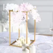 2 MATTE GOLD 16" tall Geometric Metal Stands Flower Vase Holders Centerpieces