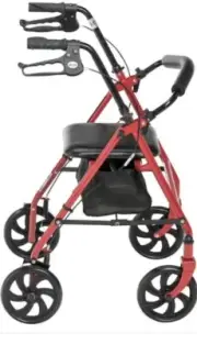 Four Wheel Rollator Rolling Walker with Fold up Removable Back Support, Red