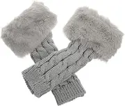 [CALLARON] 1Pair Winter Supple Arm Sleeves Comfortable Half Finger Gloves for Women Breathable and Moisture Absorbing for Cold Weather Protection Grey