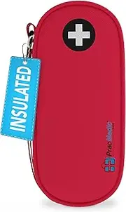 PracMedic Bags Epipen Carry Case- Insulated Compact, holds 2 Epi Pens or Auvi-Q, Inhaler, Nasal Spray, Antihistamine tablets, Immediate Access to Allergy Medicines During Emergency and First Aid (Red)