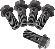 Keenso Motorcycle Brake Banjo Hollow Screws, Pack of 5 M10 x 1.25 / M10 x 1.0 mm Motorcycle Brake Caliper Main Cylinder Banjo Hollow Screws with 10 Banjo Washers (M10 x 1 mm)