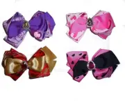 Puppy bows ~ big bling center wavy red/gold dog collar slide bow valentine's