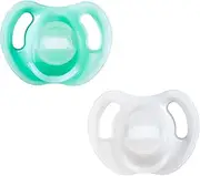 Tommee Tippee Ultra-light Soothers, 0-6 months, 2 pack of one piece silicone, BPA free soothers, Assorted Colours