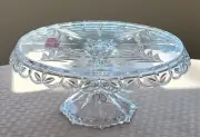 NWT~ Mikasa Clear Crystal Footed Cake Plate Stand Trees Holiday Scalloped ~11"