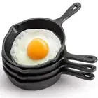 Hiceeden 4 Pack Mini Cast Iron Skillet, 4" Small Frying Pans with Double Drip...