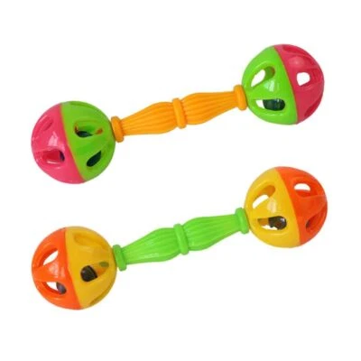 2 Pcs Bird Parrot Toy Rattle Birds Fun Exercise Plastic Double-headed Bell Pet f