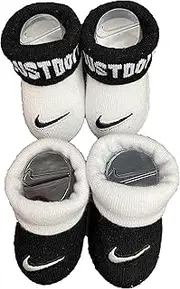 [Nike] Baby Boys Booties 2 Piece Set (Black(NN0385-023)/White, 0-6 Months)