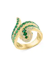 Bloomingdale's Fine Collection Emerald & Diamond Bypass Snake Ring in 14K Yellow Gold