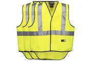 3x HUSKI Hi Vis Patrol Vest 3M Tape Safety Workwear High Visibility Bulk - Yellow