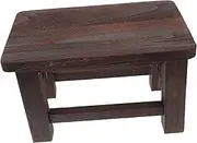 CHILDWEET Rustic Wooden Stool Solid Wood Step Stool Sturdy Footrest Vintage Style Bench Space-Saving Boys and Girls' Seat