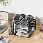Multi Tier Desktop Organizer File Holder Document Storage Rack Office Shelf