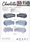 CHARLOTTE 3 & 2 SEATER LOUNGE SUITE SOFA SET - CHOICE OF 3 FABRIC COLOURS