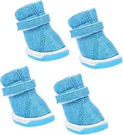 FONDOTIN 4pcs Pet Shoes Dog Shoes Hot Pavement Liner Puppies Boots Puppy Grippers Non Slip Dog Socks Dog Socks for Wounds Dog Outdoor Shoes Adjustable Dog Booties Doggie Blue Rubber