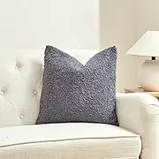 Square Gray Boucle with Featherdown Insert Pillow