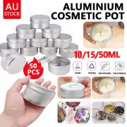 10 15 50ml Aluminum Empty Cosmetic Pot Lip Balm Wax Jar Tin Silver Container