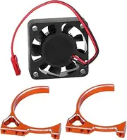 Radiator Cooling Fan, 40x40mm N10294 5V Cooling Fan Engine Radiator with Screws for 540 550 RC 1:10 Car Model (N10295-OR Orange red)