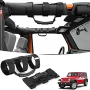 2 Pack Grab Handle Set for Jeep Wrangler Roll Bars Easy-to-Fit 3 Straps Design, Fit for Jeep Wrangler YJ TJ JK JL & Gladiator JT 1987-2020