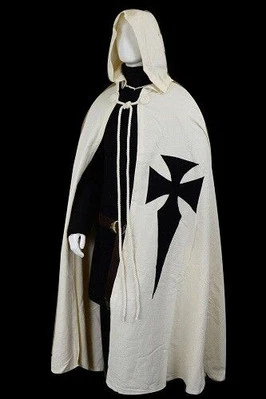 Teutonic Knights Costume Medieval Tunic for Mens & Cloak Cape with Hood