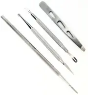 Set of 4 Universal New Beauty Comedone Blackhead Extractor Nail File Tweezer Kit