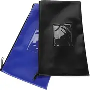 Operitacx Bank Deposit Money Bags Zipper Pu Leather Bag for Cash Documents Viewable Window Small Wallet