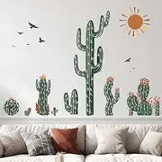 [Amimagen] Boho Cactus Wall Stickers - Green Plants Tropical Desert Cacti Wall Decals - Bedroom Living Room Sofa TV Background Home Wall Decor