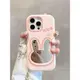 適用iPhone15Pro Max手機殼蘋果14少女心可愛小兔鏡子13pro韓系女款11粉色硅膠套14promax個性卡通12pm保護套