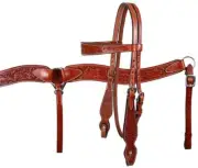 Acorn Tooled Browband Headstall & Breast Collar Set with Reins NEW