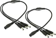 YiKaiEn 2-Pack Y-Splitter DC Power Cable 12V, 1 Female to 3 Male, 5.5mm x 2.1mm, Extension Cord for CCTV, LED Strips, Routers, 15inch