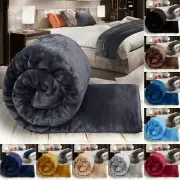 Faux Fur Fleece Throw Soft Warm Mink Large Sofa Bed Blanket Double Sizes King