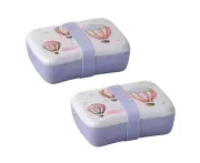 2x Ashdene Up In The Sky Kids 17cm Melamine Lunch Box/Snack Food Storage Purple