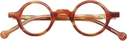 [BETSION] Full Rim Vintage Acetate Round Eyeglasses Frames Spring Hinges Glasses Unisex for Men Women, Clear
