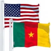 Combo Pack: USA American Flag 3x5 Ft 150D Printed Stars & Cameroon