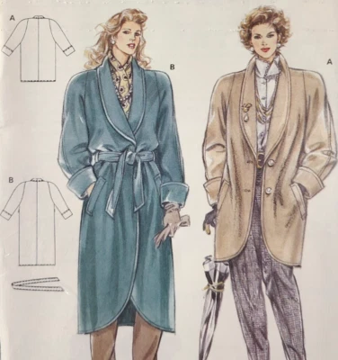 Uncut Burda 4916 Sewing Pattern Shawl Collar Dress Coat Jacket Wool Sizes 10-18